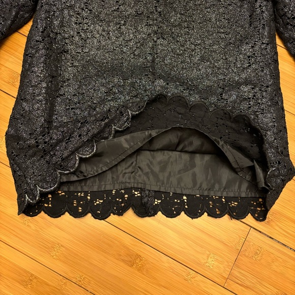Cherokee shimmery black lace shirt for girls. Fully lined,  XL, scalloped hem. - Picture 5 of 8